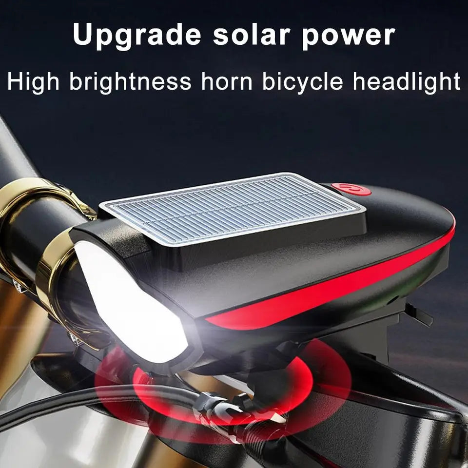 Solar Lights Bicycle Headlights USB Rechargeable Super