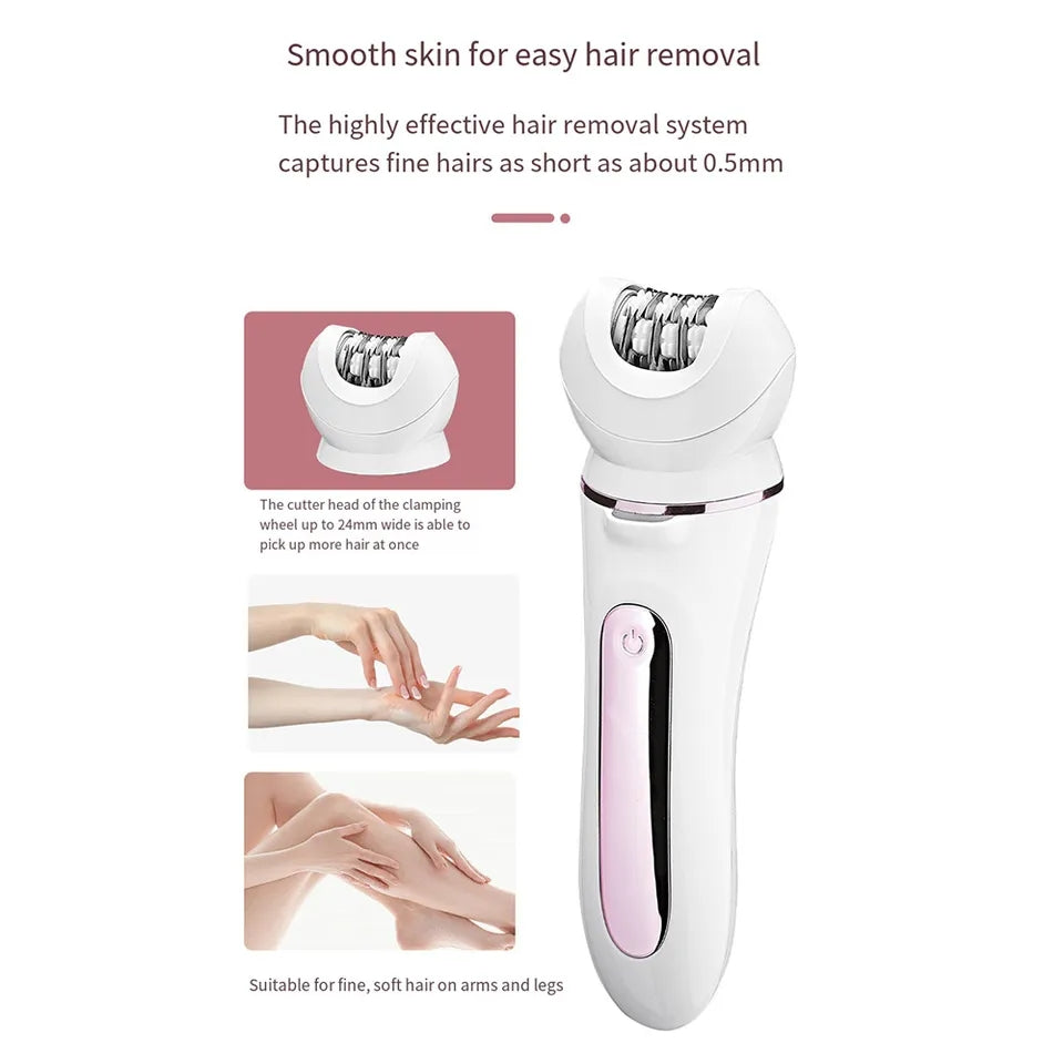 5 in 1 Electric Epilator Lady Shaver Interchangeable Feet Callus Remover Facial Cleansing Brush Face Massager