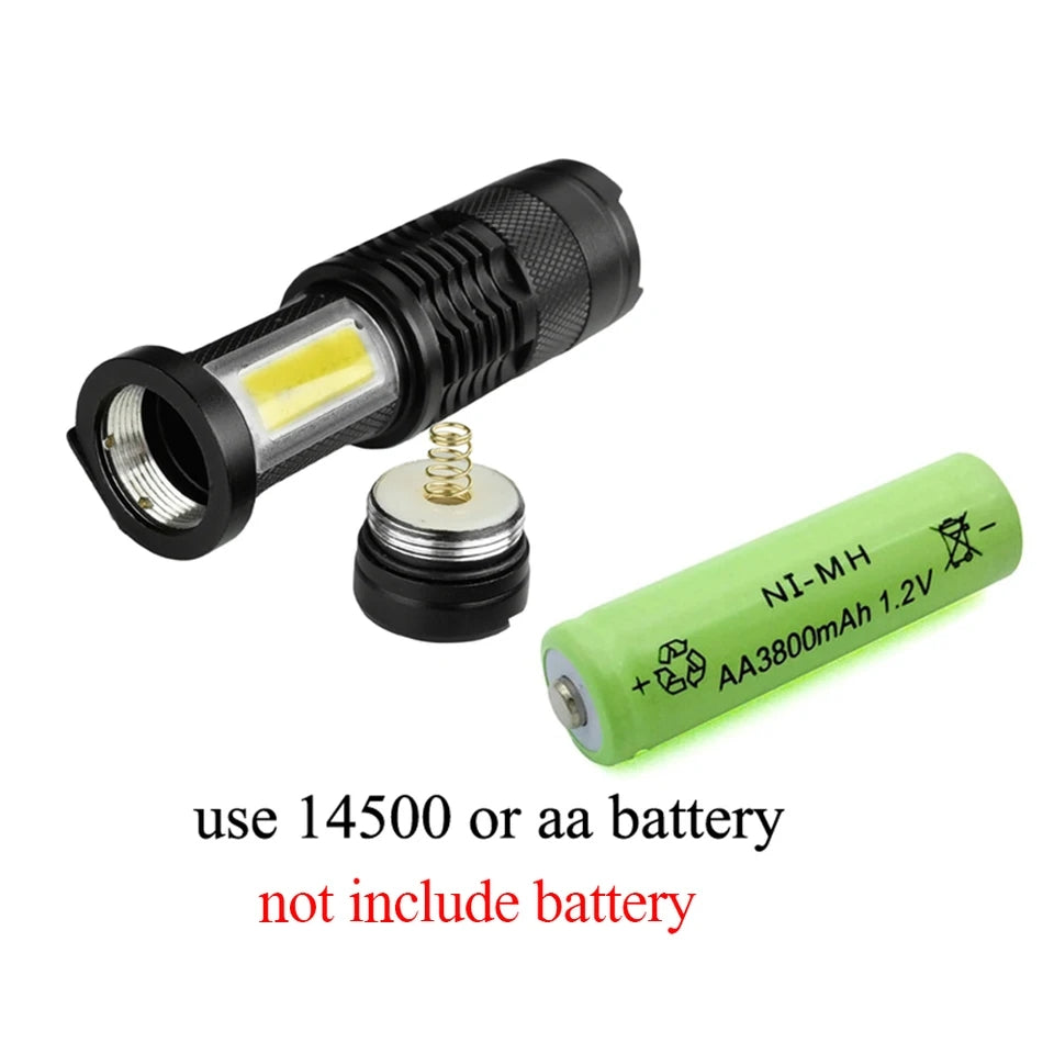 3 Mode Rechargeable Torch Light XPE+COB Dual Lights 1000LM Zoomable USB Flashlight