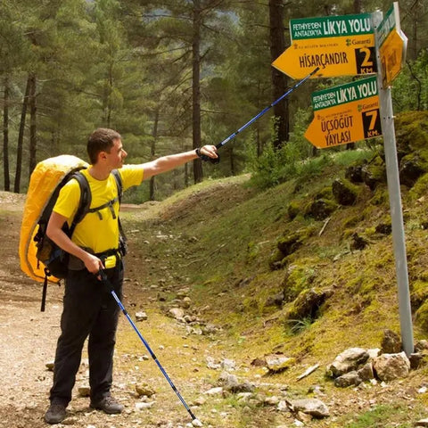 Hiking Tactical Aluminum Walking Adjustable Sticks with T-Handle