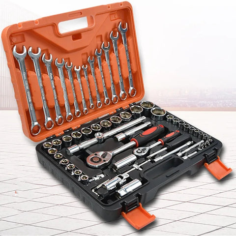 Russian 61 PCS Wrench Spanner Set Steel Auto Sleeve Combination Hardware Car Repair Tool Socket Set