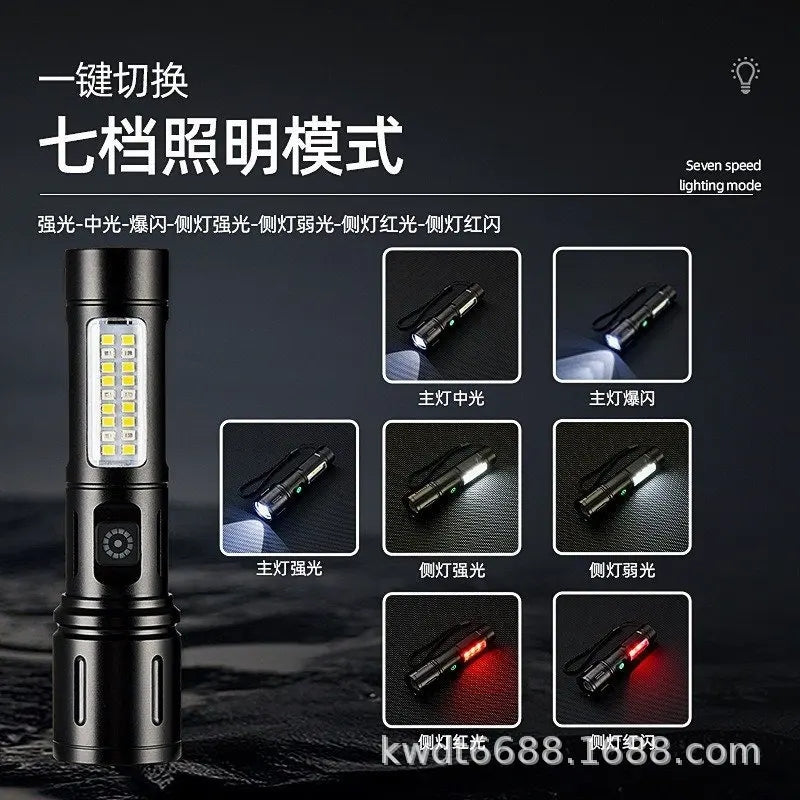 Portable LED Flashlight Shock Resistant Rechargeable Zoomable Torch