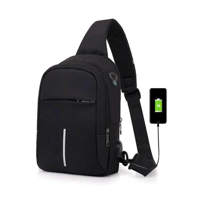 Sling Bag Crossbody Bag with USB Charging Port & Headphone Hole