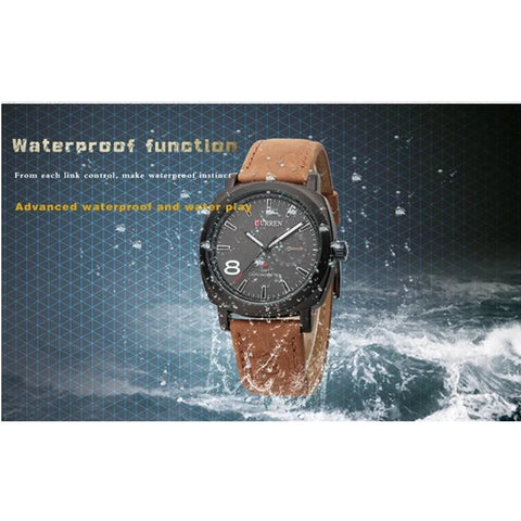 CURREN Leather Sports Watch Waterproof