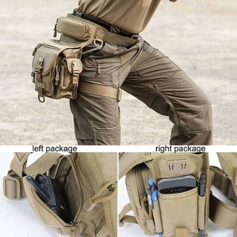 Men's  Tactical Drop Leg Bag Waist Pack Adjustable Thigh Belt Hiking 800D Waterproof