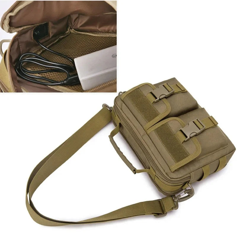 Tactical USB Charging One Shoulder Backpack Camping Crossbody Bag