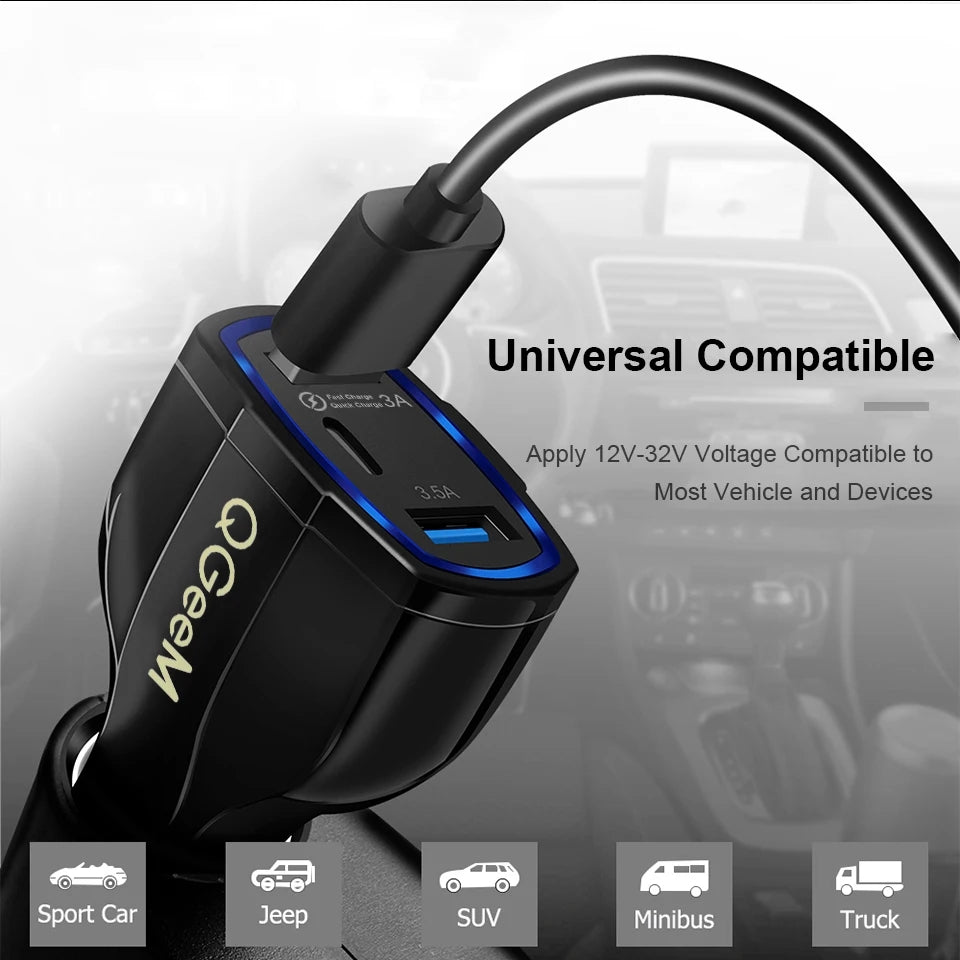 Imported Smart Car Charger Multi-function Fast multi USB Portable Three Ports