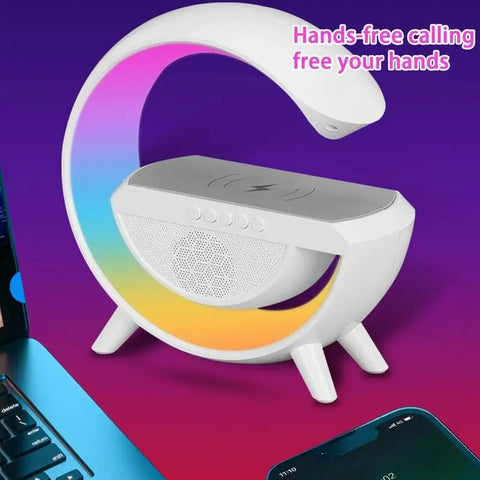 Led Wireless Charging Speaker Speaker Lights With Wireless Charging Mp3 Player With Night Light And Alarm Clock Multi-Color