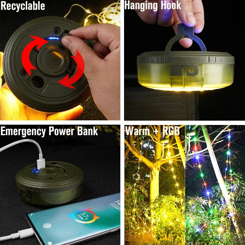 2 in 1 Rechargeable Decoration Camping colorful LED Flashlight