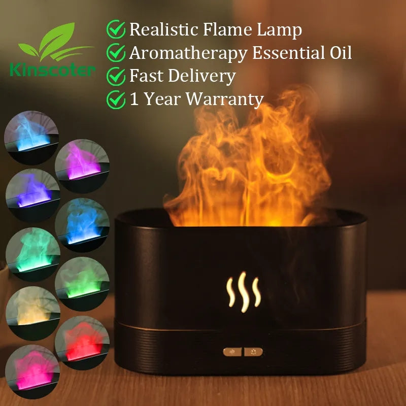 Flame Air Humidifier Diffuser Ultrasonic Cool Mist Maker Fogger Colorful Led flame Lamp