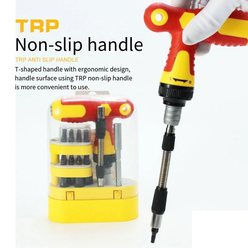 T-Shaped Bidirectional Ratchet Screwdriver Set