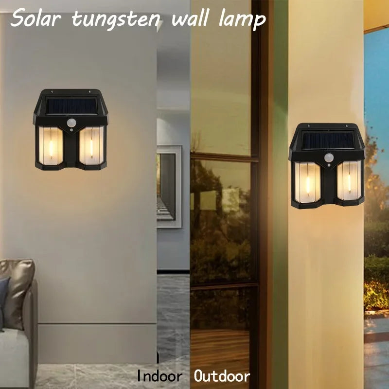 100 watt 3bulbs Solar LED Wall Light Outdoor Motion Sensor Waterproof Lantern