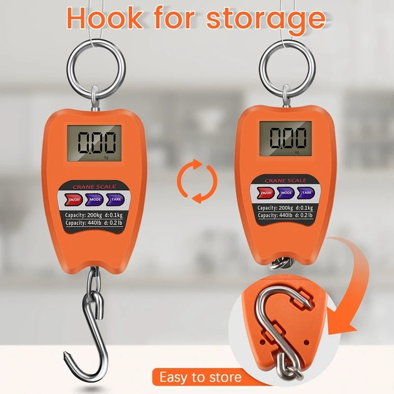 Mini Crane Digital Industrial Hanging Scale 200Kg/441Lb Heavy Duty