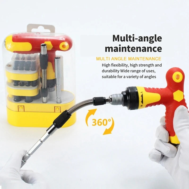 T-Shaped Bidirectional Ratchet Screwdriver Set