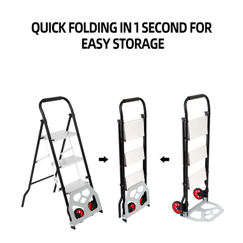 Multifunctional Folding Trolley Ladder Aluminum Alloy Car Ladder Dual Use