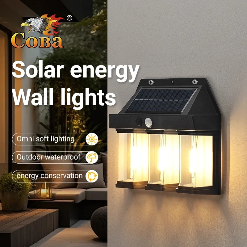 100 watt 3bulbs Solar LED Wall Light Outdoor Motion Sensor Waterproof Lantern