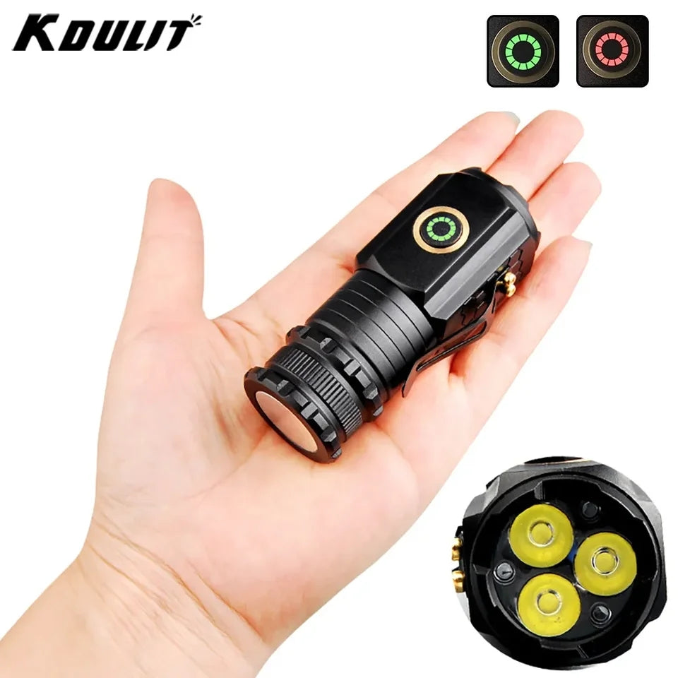 Portable Led Cob Flashlight Built-in 18650 Lithium Battery Waterproof Usb Rechargeable Long Range Torch Work Light