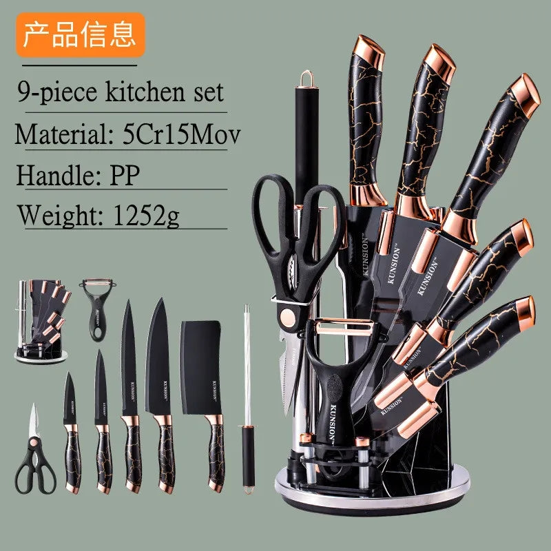 9 Piece Kitchen Set Acrylic Knife Holder