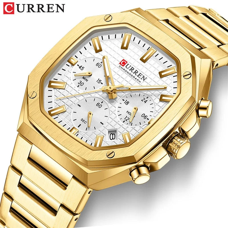 CURREN Unique Design Square Vintage Dial Stainless Steel Watch