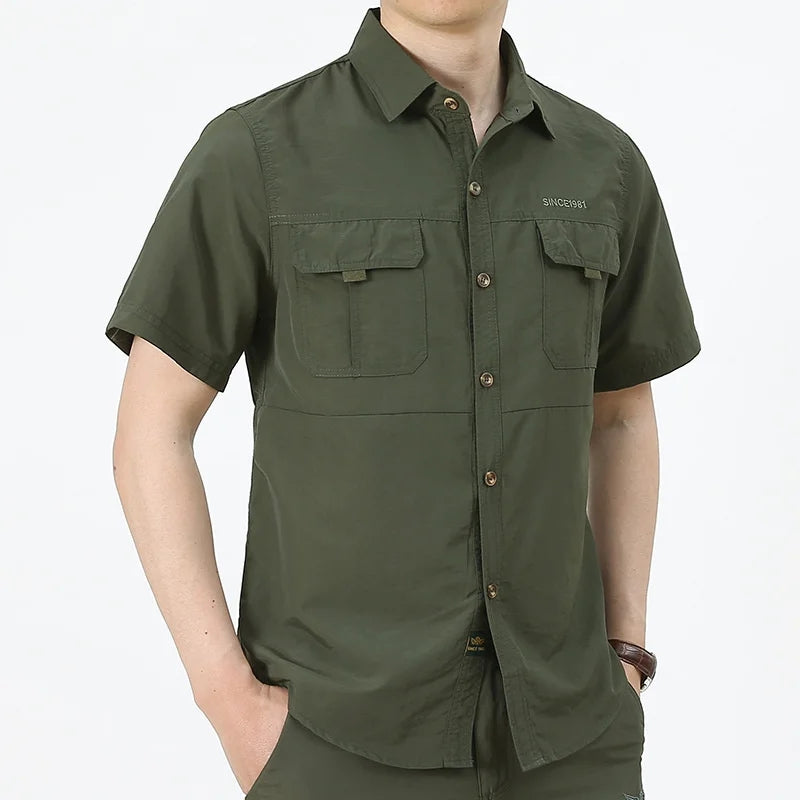 Men Outdoor Cargo Short Sleeve Shirt