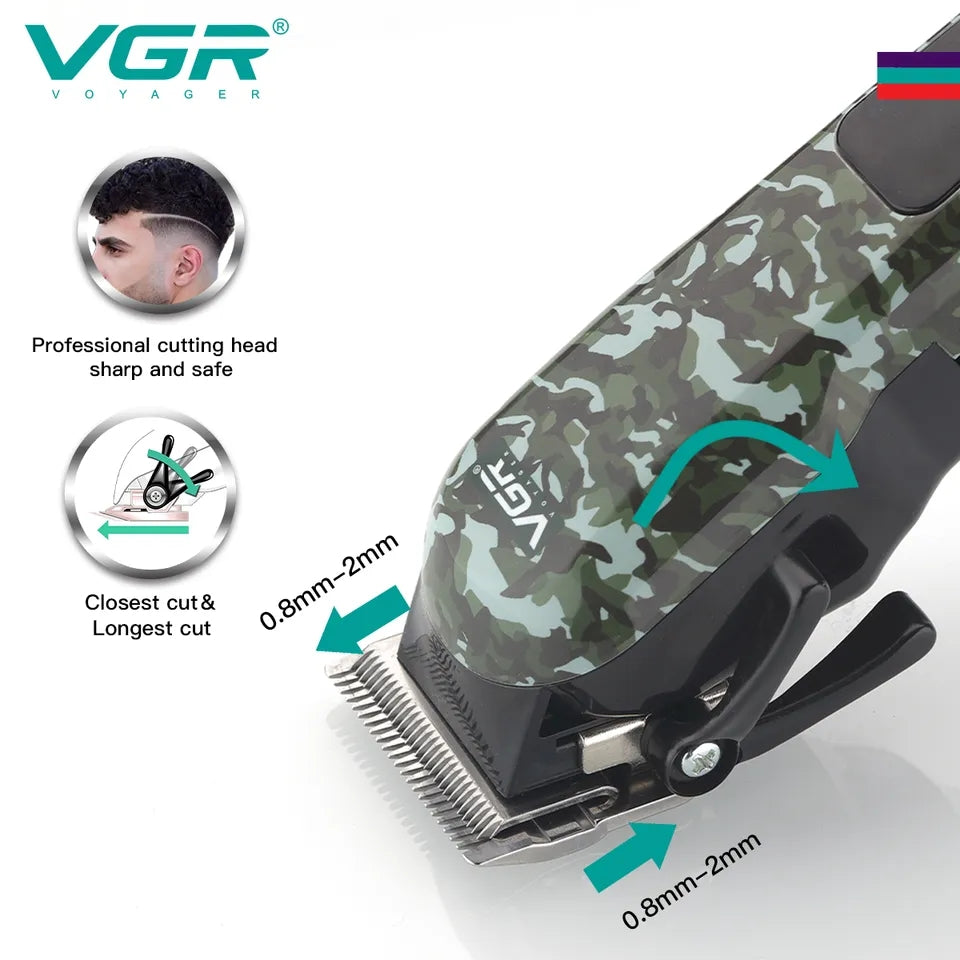 VGR Hair Clipper Professional Hair Trimmer Adjustable Hair Cutting Machine Electric Barber Digital Display Clipper for Men V-665