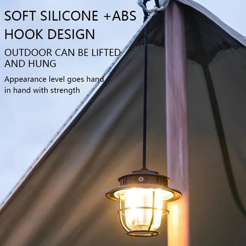 Solar LED Light Waterproof Emergency Light Stepless Dimmable Hanging Tent Lamp for Outdoor Hiking