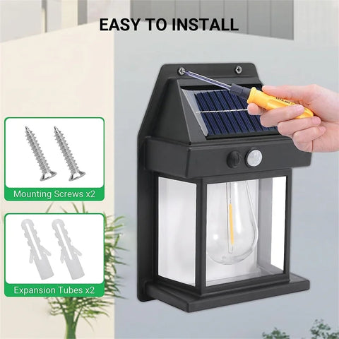 Solar Wall Lamp 3 Lighting Modes Waterproof Courtyard Garden Decoration Lantern