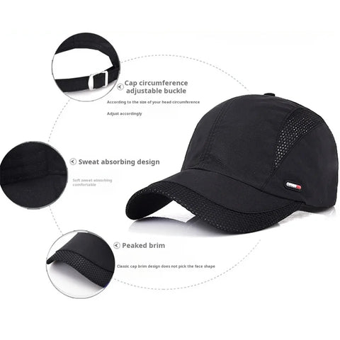 Summer Lightweight Cap Mesh Breathable Thin Sun Hat Adjustable