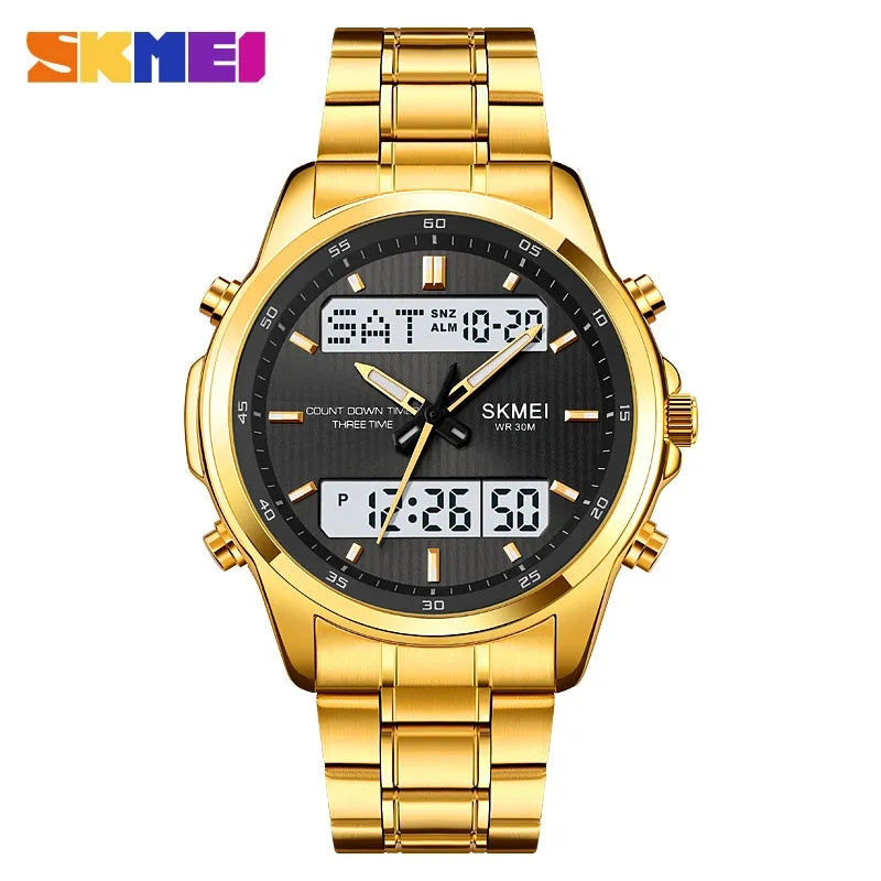 Fashion Luxury 3 Time Zone Digital Quartz Wristwatches