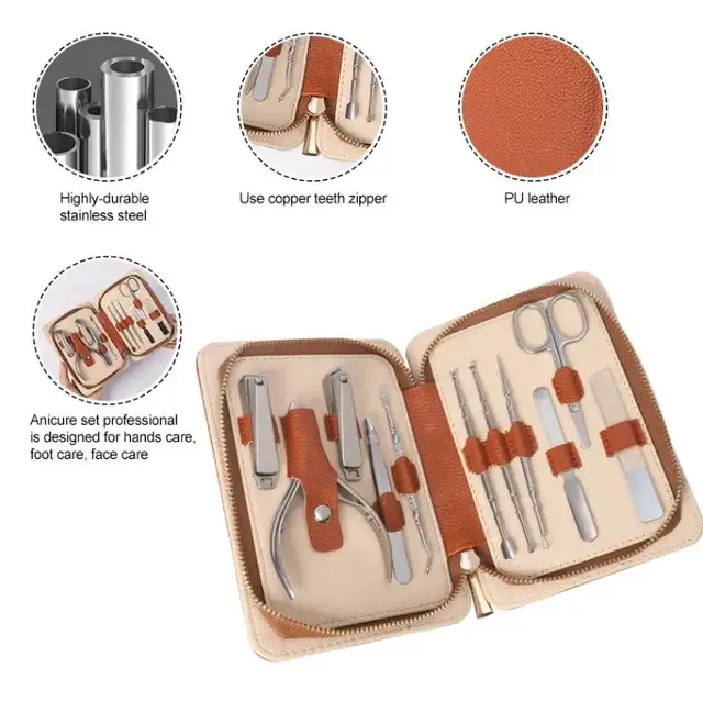 MANICURE PEDICURE KIT with Travel Case Stainless Steel Nail Care Tools Set Portable