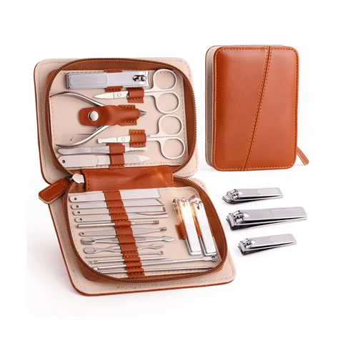 MANICURE PEDICURE KIT with Travel Case Stainless Steel Nail Care Tools Set Portable