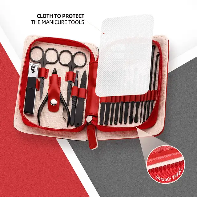 MANICURE PEDICURE KIT with Travel Case Stainless Steel Nail Care Tools Set Portable