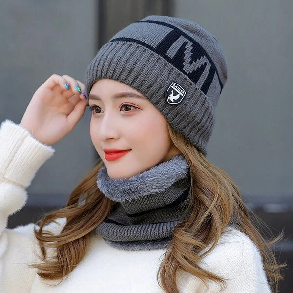 Men Winter Velvet Cap with thick Muffler