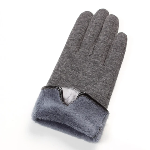 Supreme Ladies Fashion Design Winter knite Touch Screen Gloves with rabit fur
