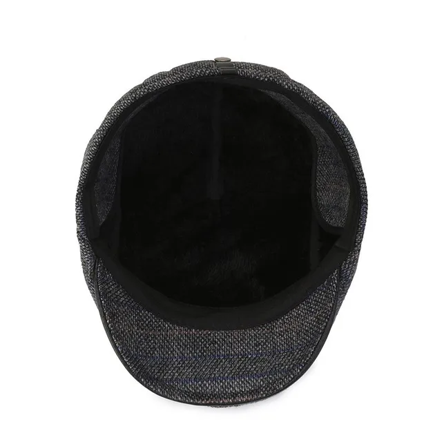 Winter Cap Men Peaked Flat Cap Adjustable Earmuffs  Cap Beret Hat