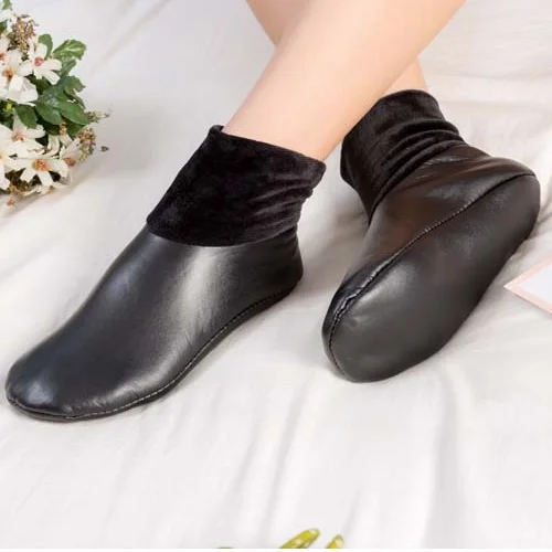 2 Pair Faux Leather Socks/ Room Slippers

Soft-soled Shoes leather socks