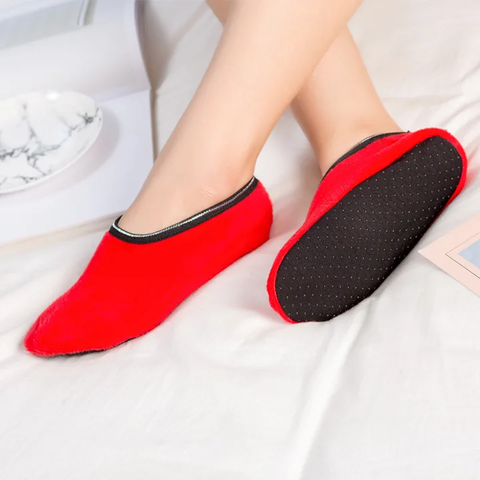 2 Pairs Women Bed Socks - Female Non Slip Short Socks Elastic Floor Slippers