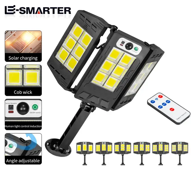 1000watt foldable Solar 3 head Sensor Light 384 LED