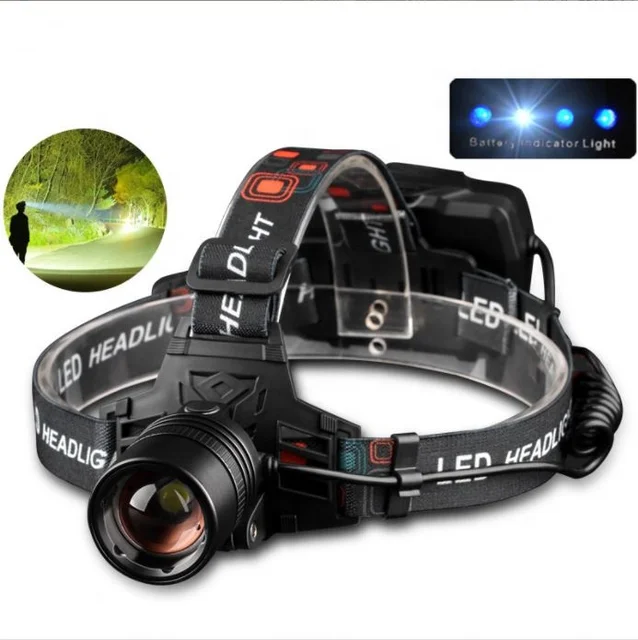 Waterproof Rechargeable Power Headlight 10000 High Lumens LED Head Lamp Waterproof Zoomable XHP90 Headlamp with 3pcsBatteries