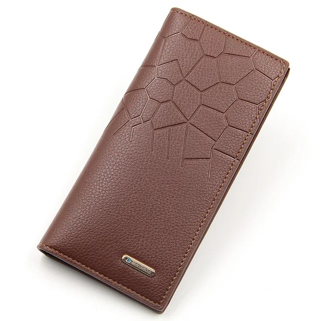 Bi-fold Pu leather thin long wallet for men women