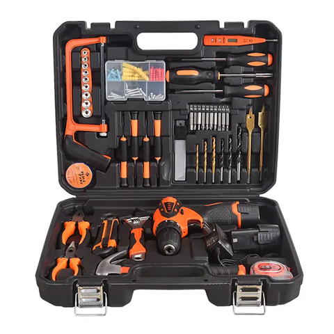 100 PC's Hardware Hand Tools Kit House Hold Screwdriver Plier Hammer Tool Box Set Case