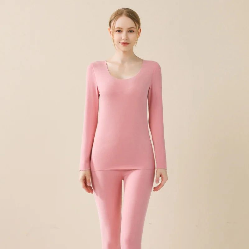 Ladies Winter Thermal Underwear Double Layer Warm Lingerie Suit