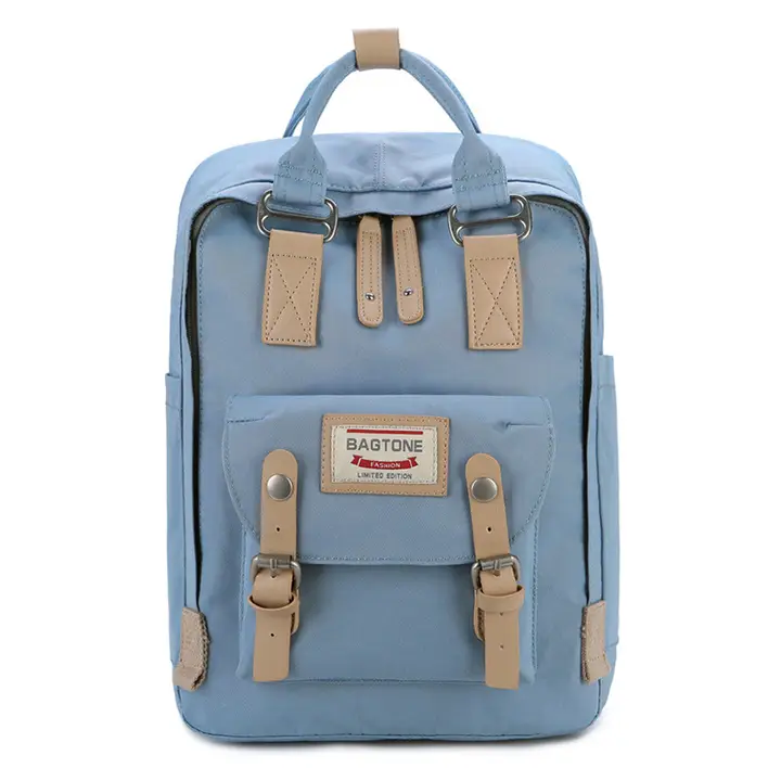 Lady's Leisure Shoulder bag 15 inch Laptop Backpack Woman Canvas Roll Top Travel bag USB Charging Port Schoolbag