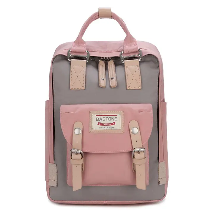 Lady's Leisure Shoulder bag 15 inch Laptop Backpack Woman Canvas Roll Top Travel bag USB Charging Port Schoolbag