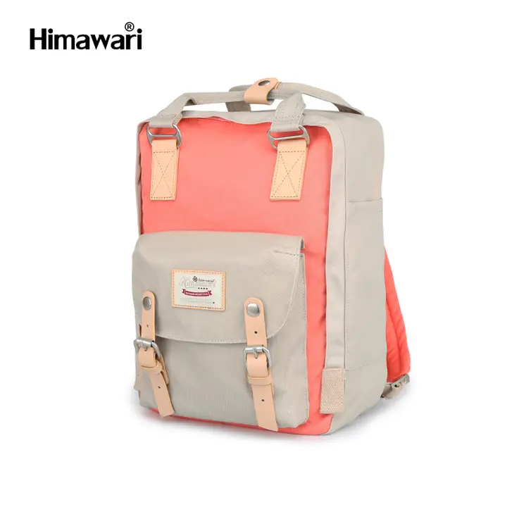 Lady's Leisure Shoulder bag 15 inch Laptop Backpack Woman Canvas Roll Top Travel bag USB Charging Port Schoolbag