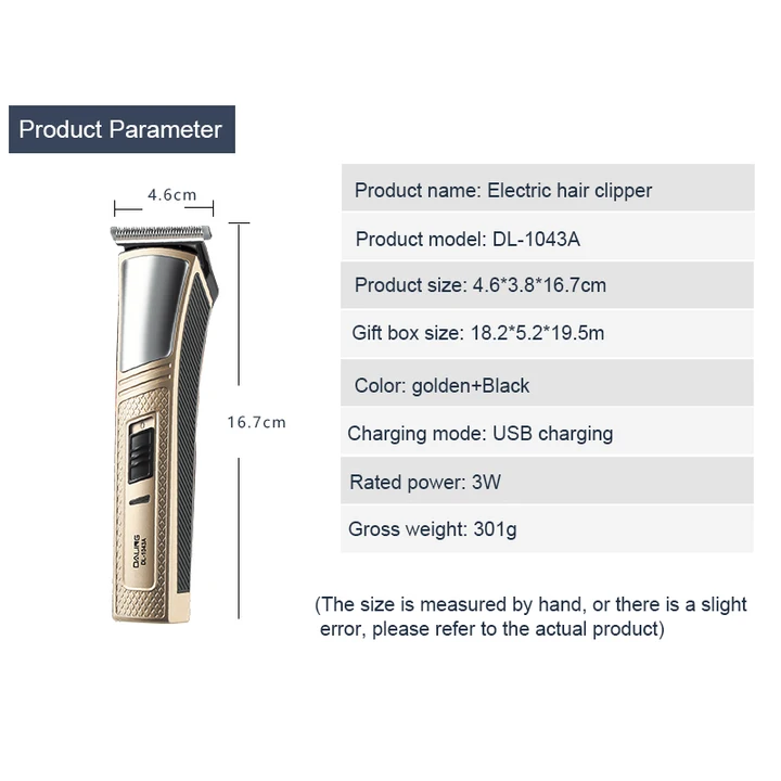 DL-1043 Cordless Electric Shaver Digital Rechargeable Clipper