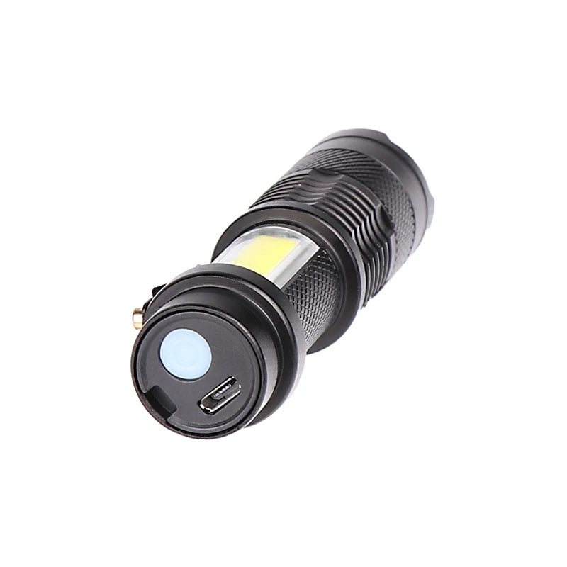 3 Mode Rechargeable Torch Light XPE+COB Dual Lights 1000LM Zoomable USB Flashlight