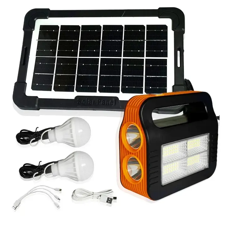 Solar Powered Light System Flashlight, Emergency Mobile Power Bank, Wireless Power Supply System