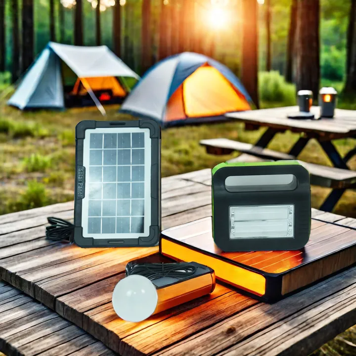 Solar Powered Light System Flashlight, Emergency Mobile Power Bank, Wireless Power Supply System