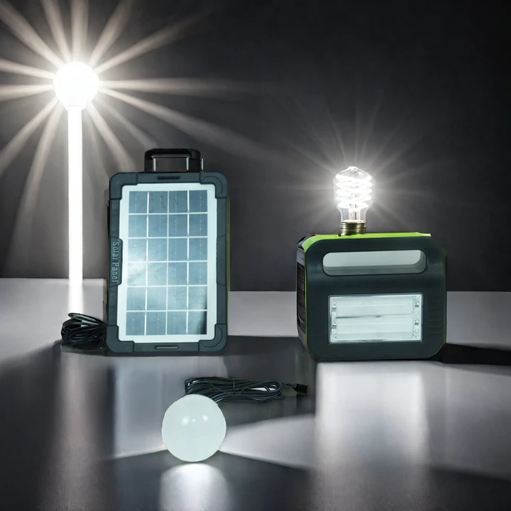 Solar Powered Light System Flashlight, Emergency Mobile Power Bank, Wireless Power Supply System